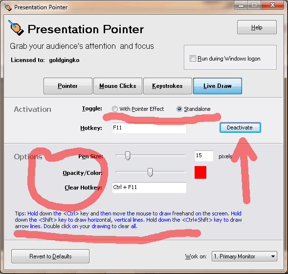 Portable Presentation Pointer screenshot