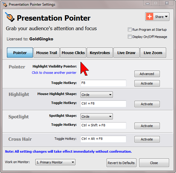 Presentation Pointer screen shot